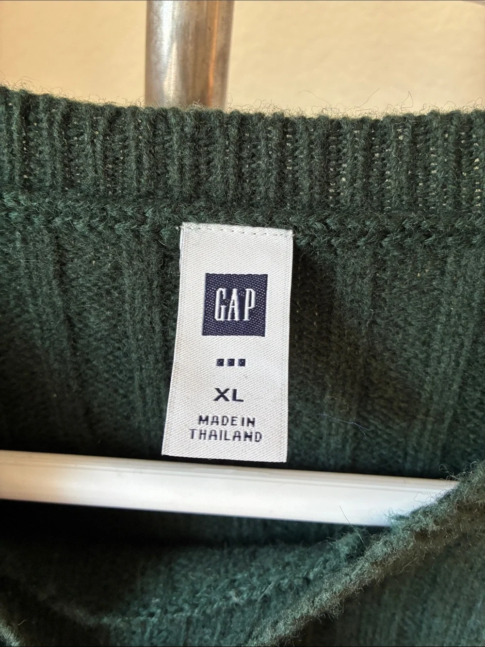 Gap  XL Mens 100% Lambs Wool Ribbed Forest Green Crewneck Sweater Casual Quince